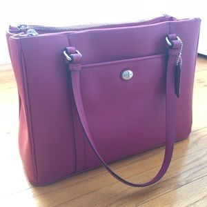 Coach Peyton Leather Jordan Double Zip Carryall